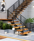 Flat Out Durable Aluminum Railing Post 35 X 2 X 2 Inch Middle Brace For Horizontal Deck Guard Rails Safe Porch Balcony Support Built Like A Tank For Kids And Dogs Straight Up Easy Installation in modern staircase with wooden steps.
