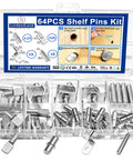 Top Shelf Nickel Plated Shelf Pins Kit Includes Sixty Four Workhorse Pegs In Four Sleek Profiles, clear organizer with various shelf pins.