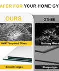 Comparison of smooth-edged 4mm tempered glass and sharp-edged ordinary glass for Two Pack 48 By 28 Inch Home Gym Wall Mirrors Frameless