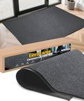 Heavy Duty Indoor Outdoor Entrance Mat 4 By 10 Feet Rubber Border Door Rug With Non Slip Tread that fits inside entryway, charcoal grey.