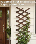 Expandable Garden Trellis System For Indoor And Outdoor Use, No Fuss Adjustable Wooden Lattice Panels For Climbing Plants on wall