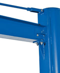 Close-up of the Straight Up Pro Grade Transportable Multi Station Jib Crane showing the sturdy metal joint and manual hand brake.