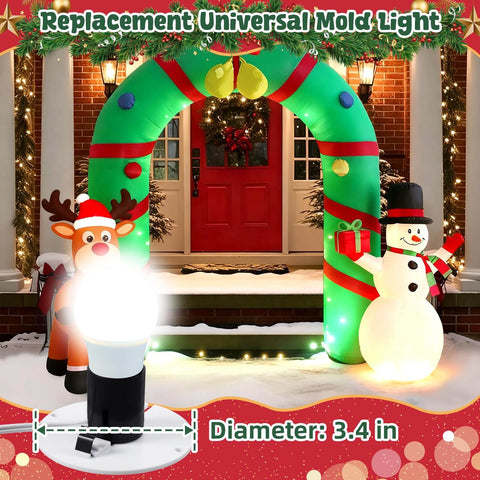 Two Pack Blow Mold Light Kit Replacement For E27 E26 Base Bulbs with visible indoor outdoor decor, reindeer and snowman figures, 3.4 in diameter size shown.