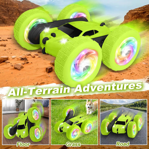 Rad Stunt RC Car With Two Point Four GHz Remote 360 Degree Flips Double Sided Crawler USB C Modular Battery outdoor use