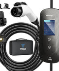 Portable Level 2 EV Charger 40 Amp 9.6kW with 23-Foot J1772 Cable NEMA 14-50P 240V Outlet shown with accessories.