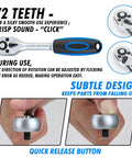 Close-up of the 72-tooth ratchet wrench with quick release button from the 180 Piece Socket Wrench Tool Set For Auto Repair And DIY
