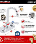 Commercial Kitchen Grade Faucet No Lead Center Wall Mount Utility Hand Faucet With Three And A Half Inch Gooseneck Spout