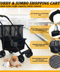 Folding Shopping Cart And Heavy Duty Pet Carrier 110 Lbs 2 In 1 Personal Cart with removable basket in a store aisle