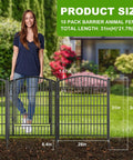 No-Dig Gate-Equipped Decorative Garden Fence Kit For Pets, 10 Panels, 31-Inch High by 21.7-Foot Long, rustproof metal shown