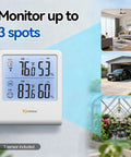 Wireless Indoor Outdoor Thermometer Hygrometer With Outdoor Sensor, No-Fuss Setup Digital Temperature And Humidity Monitor