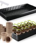 Seed Starter Kit For Indoor And Outdoor Gardening With 10 Plastic Growing Trays, 180 Peat Pots With Drainage Holes, 30 Plant Labels