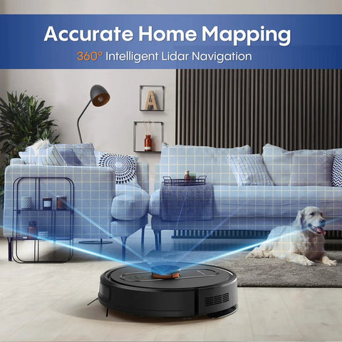 Robot Vacuum And Mop Combo With 6000Pa Monster Suction LiDAR Navigation Self Emptying Dock 90 Day Hands Free Smart Mapping
