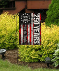 Double Sided 250th Anniversary USA Garden Flag We The People 1776 2026 Patriotic 12x18 Inch Waterproof Outdoor Yard Sign displayed in garden