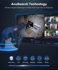 AcuSearch technology on screen of All In One 16 Channel 4K PoE Security Camera System With Face Recognition And AcuSearch AI Detection.