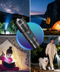 Ultra Bright LED Rechargeable Flashlights Two Pack With LCD Battery Display, 9900 Lumens, Zoomable Beam, used outdoors and indoors