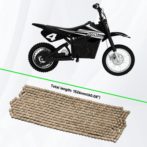 Beefed Up 25H Roller Chain, 10 Feet, 480 Links, shown with Razor MX dirt bike for compatibility display