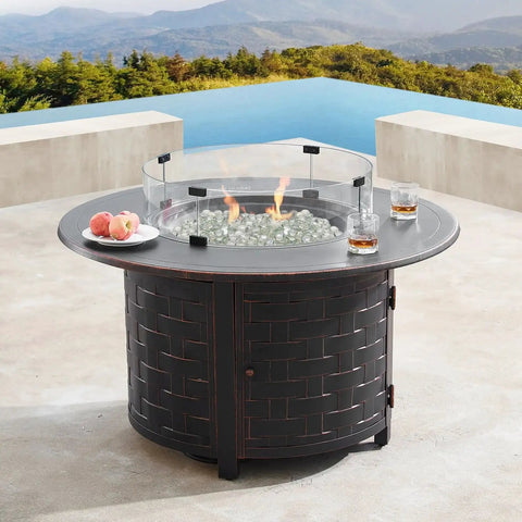 Fire pit with 10 Pound Fire Pit Glass Beads Three Quarter Inch Crystal Luster For Fire Pit Tables Fireplaces And Outdoor Fire Bowls