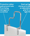Tri-Grip Bathtub Handle Grab Bar With Chrome Finish For Seniors And Folks With Disabilities, steel spring clamps on tub edge