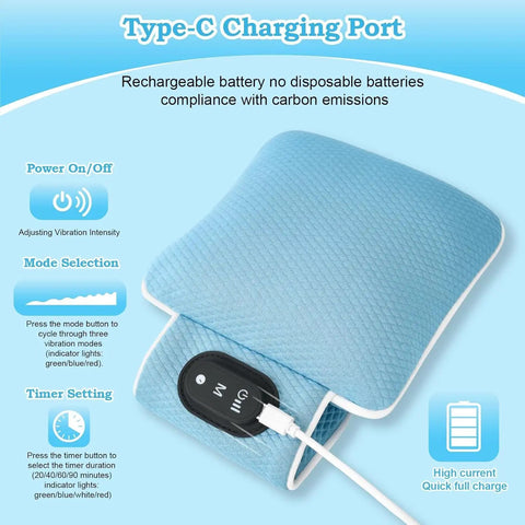 Ultimate Baby Sleep Soother With Three Adjustable Vibration Modes And 90 Minute Timer For Newborns, blue unit with Type-C charging