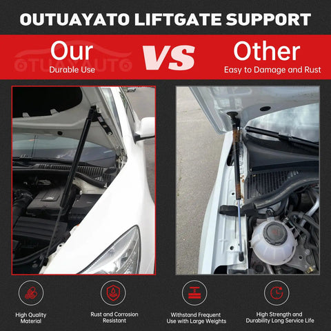 Comparison of durable front hood strut vs rusty strut for 2003-2009 Lexus GX470 Toyota 4Runner Hood Lift Support Shock SG329055 5344039245