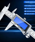 Close-up of the 6 Inch Rechargeable Digital Caliper with Backlit LCD USB C Charging showing precise measurements and buttons.