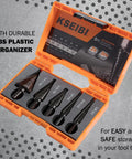 Step Drill Bit Set 5 Pc High Speed Steel Black Oxide HSS Pro Grade For Fast Hole Cutting In Metal And Stainless Steel in ABS case