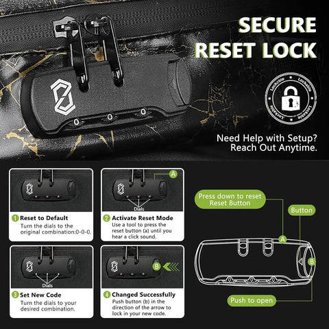 Instruction guide for setting a combination lock on Smell Proof Lock Box With Combination Lock For Discreet Storage Odorless File Organizer