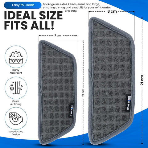 Refrigerator Drip Catcher Pad Two Pack Grey Rectangular Mat For Ice And Water Dispenser Pan Absorbs Water Drops Up To Four Times Its Weight, Prevents Spills And Mineral Build Up Easy To Clean Surface For Quick Maintenance And Long Lasting Durability