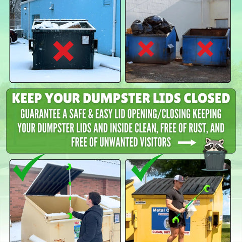 Image showing Sturdy Plastic Dumpster Lid Prop Stick With Three Foot Reach Keeps Your Grubby Paws Clean While Liftin Heavy Plastic Bins.