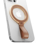 Premium Top Grain Leather MagSafe Phone Grip Holder With Beefy Metal Kickstand And Hella Strong Magnets for one-handed phone control.