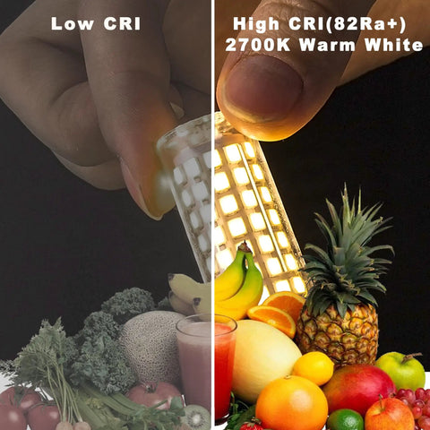 Super Bright Dimmable E12 C7 Led Bulbs In Warm White 2700k That Replace 40 Watt Halogen Ones; high CRI compared to low CRI