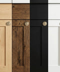Set Of Six Champagne Bronze Cabinet Knobs In Zinc Alloy Modern Hardware With Easy Install on various wood-tone cabinets