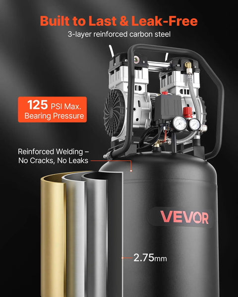 20 Gallon Portable Air Compressor With Wheels 2HP 125PSI Max Oil Free Tank For Auto Repair Tire Inflation Spray Painting Woodwork Nailing 4.5 SCFM Powerful Performance Easy Setup Quiet Operation Home Garage Must Have Tool