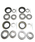Set Of 4 Trailer Bearing Kits For 3500 Lb Tandem Axle With Inner And Outer Bearings Races And Double Lip Grease Seals 1.719 Inch I D For 84 Spindle Includes L68149 L68111 L44649 L44610, laid out with components visible