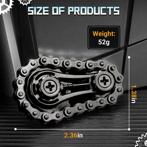 Sprocket Fidget Bike Chain Hand Roller For Anxiety Relief And Sensory Fun with dimensions 2.36x1.38 inches