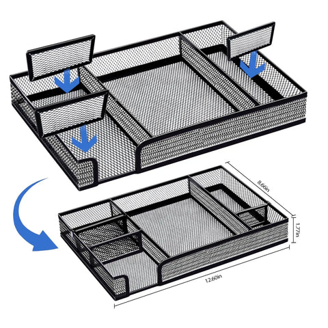 Black Office Supplies Set With Desk Drawer Organizer And All In One Desk Kit Including Stapler Tape Dispenser Tape Staple