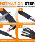 Heat Shrink Braided Sleeving For Wires And Cables Three Eighths Inch By Fifteen Feet High Temperature Rugged Automotive Grade Protection Tough Durable Insulation Temperature Range Minus Thirty One To Two Hundred Eighty Four Fahrenheit, installation steps diagram