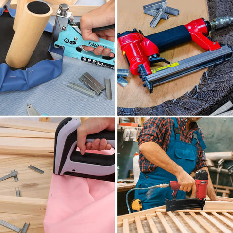 Heavy Duty T50 Staples And 18 Gauge Brad Nails Combo Kit used in carpentry and upholstery with standard staple guns
