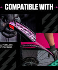 Applying Go Tubeless With Tubeless Rim Tape 25mm Wide With Adhesive Seal For MTB Road And Gravel Bikes 10m Roll on pink rim