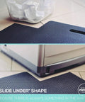 Anti Fatigue Standing Desk Mat With Gel Memory Foam for Home Office and Workshop Use showing cutout design and non-slip back