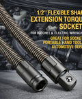 Half Inch Flexible Shaft Extension Tool For Tight Spaces, Torque Socket And Ratchet Spanner Accessory, in engine bay