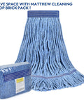 Pro Grade Heavy-Duty Mop Head Replacement For General And Floor Cleaning Pack Of 3 Wet Industrial Blue Cotton Looped-End String Head Refills Designed For Commercial Janitorial Use With Ultra-Absorbent 4-Ply Cotton Blend