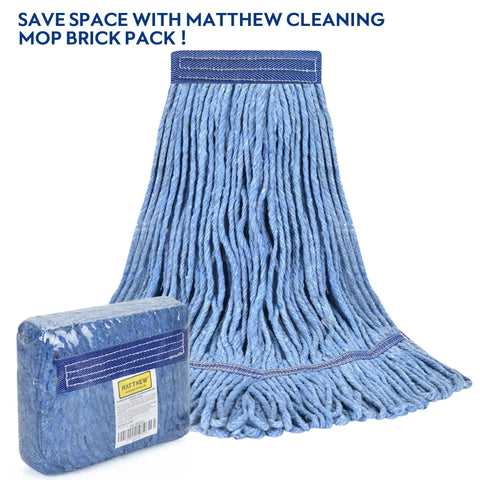 Pro Grade Heavy-Duty Mop Head Replacement For General And Floor Cleaning Pack Of 3 Wet Industrial Blue Cotton Looped-End String Head Refills Designed For Commercial Janitorial Use With Ultra-Absorbent 4-Ply Cotton Blend