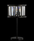 Oil Rubbed Bronze Two Light Metal And Crystal Table Lamp With Traditional Geometric Bedside Design For Living Room Or Bedroom, Linear Crystals, LED Bulbs Included, 21.5 Inch Tall