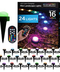 Color Changing LED Garden Lights Kit With 24 Small Landscape Path Lights 46ft Cord And 22ft Lead Wire Remote Control