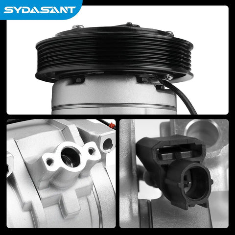 Close-up of Oem Style Ac Compressor Direct Drop In Replacement For Honda Odyssey Pilot Ridgeline And Acura Mdx Zdx, showing pulley and connections.