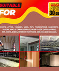 Image showing Mega Size Expanding Foam Insulation Sealant Spray for use in various areas like attics, roofs, and walls.