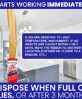 Heavy Duty Indoor Fly Strips With Stainless Hanging Hooks, Odor Free Sticky Bug Tape For Fruit Gnats And Houseflies, Nontoxic Pest Control Ribbon That Snags Hard in a modern kitchen setting.
