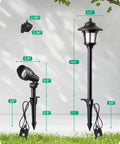 8 Pack Low Voltage Landscape Lights Kit With 6 Pathway Lights And 2 Spotlights, path light and spotlight dimensions, connectors