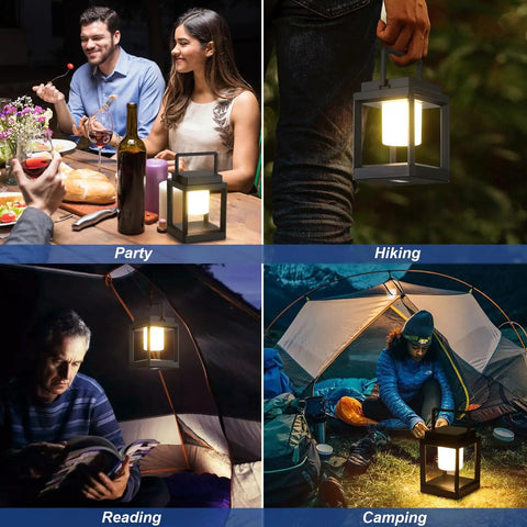 Outdoor Solar Lantern Table Lamp With Handle Portable Hanging LED Light used in parties, hiking, reading, and camping settings